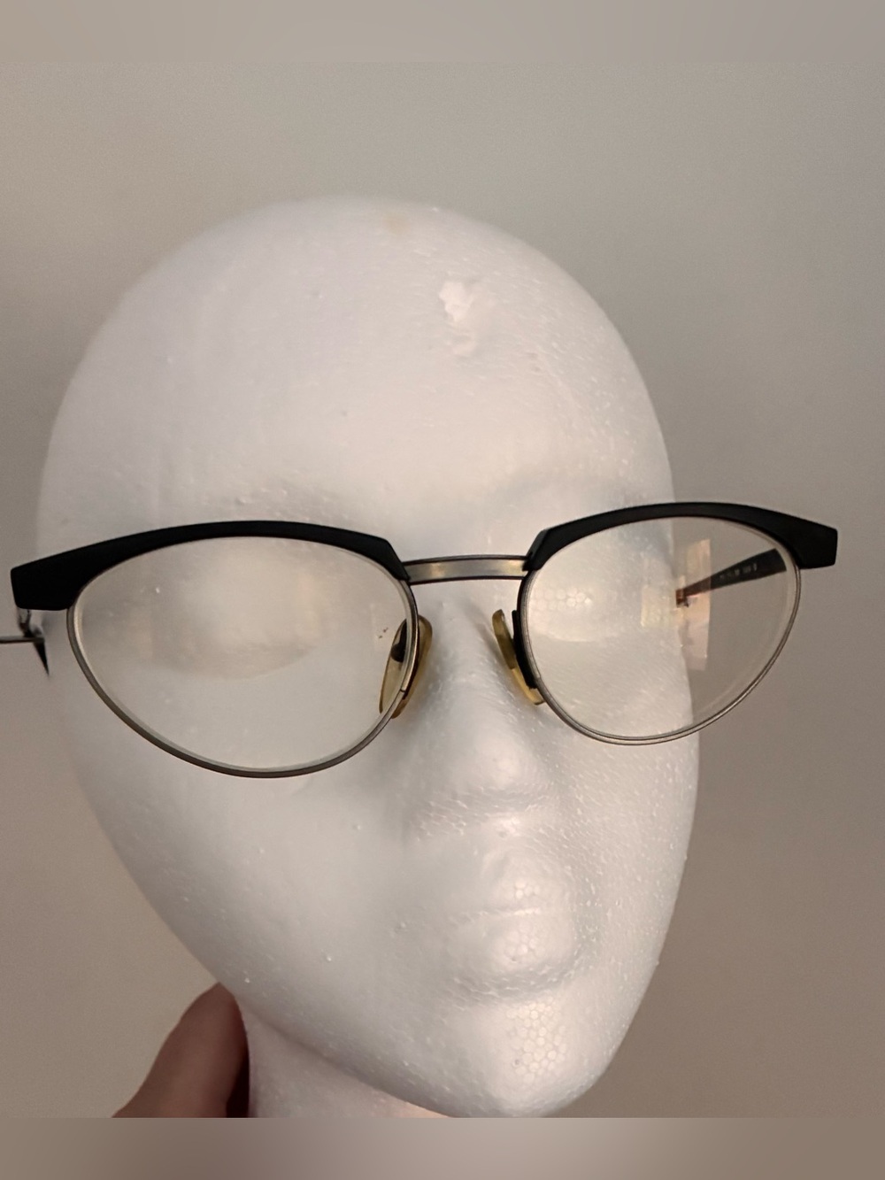 Jean Lafont Paris Cat-Eye Metal & Black Eyeglasses - vintage